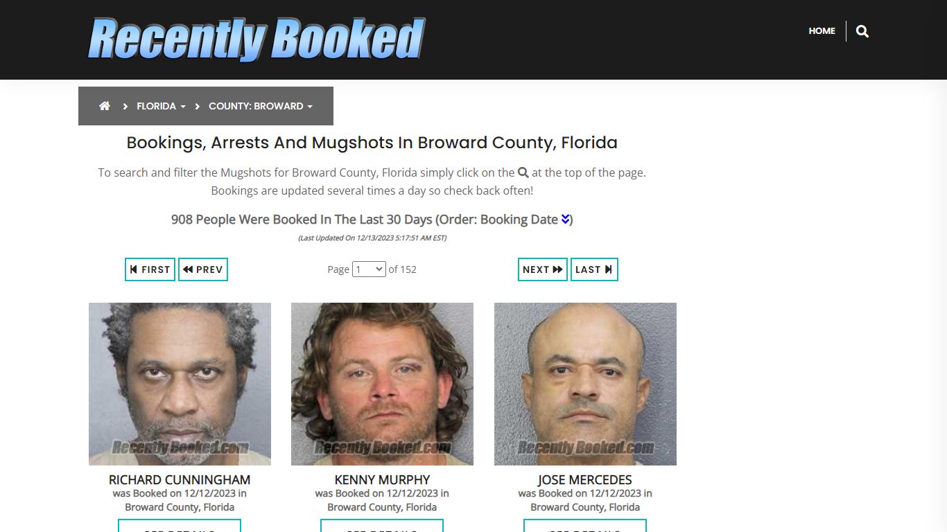 Recent bookings, Arrests, Mugshots in Broward County, Florida