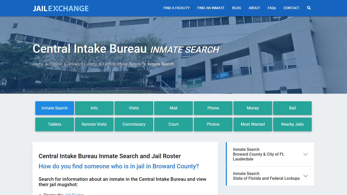 Inmate Search: Roster & Mugshots - Central Intake Bureau, FL